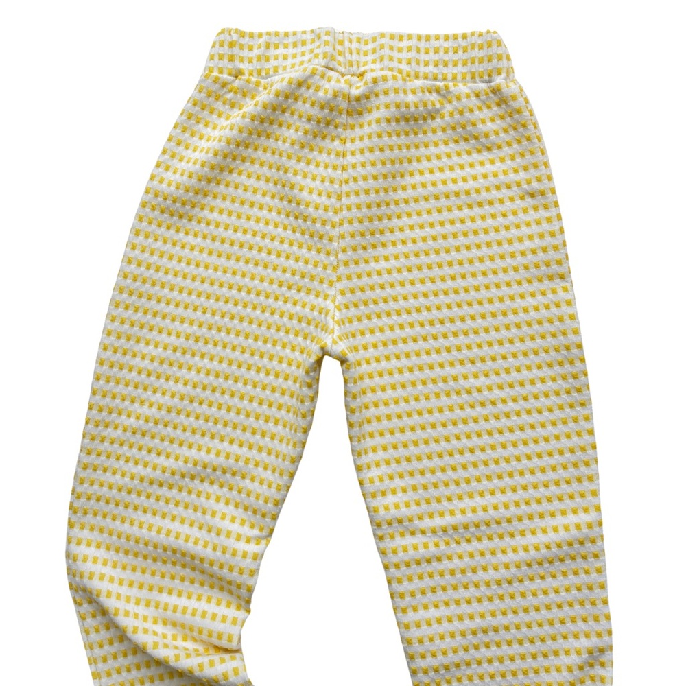 Urban Outfitters Lemon Yellow and White Textured Bootcut Stretchy Pants - Picture 3 of 5
